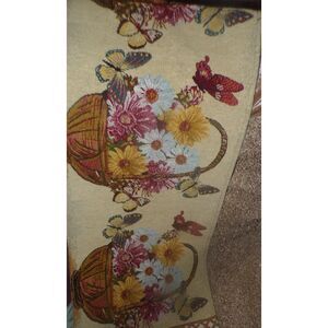 fall woven tapestry table runner butterfly and flower basket design